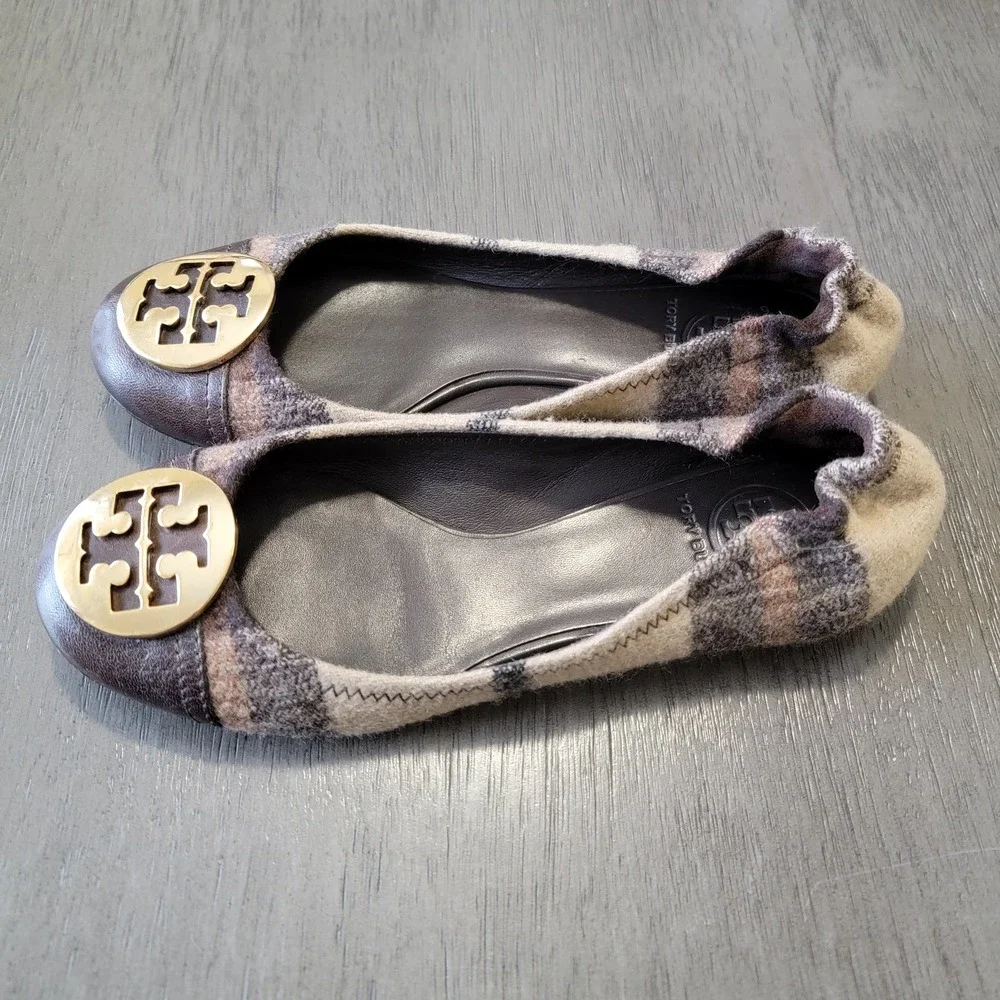 Tory Burch Serena Plaid Ballet Flat Shoe‎ Size 7